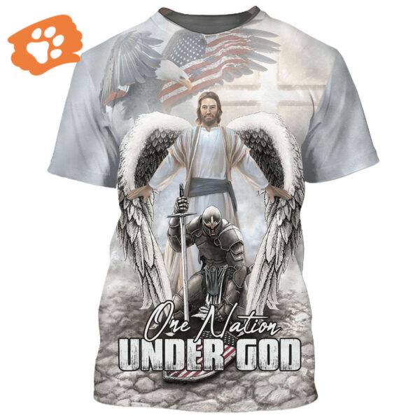American Warrior Knee Before Gods 3D T-Shirt – Gift For Christian Jesus Shirt
