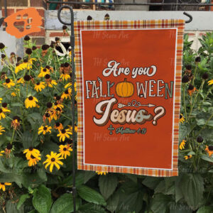 Falloween Jesus Flag: Fall Christian Faith Garden & House Flag Religious Seasonal Decor
