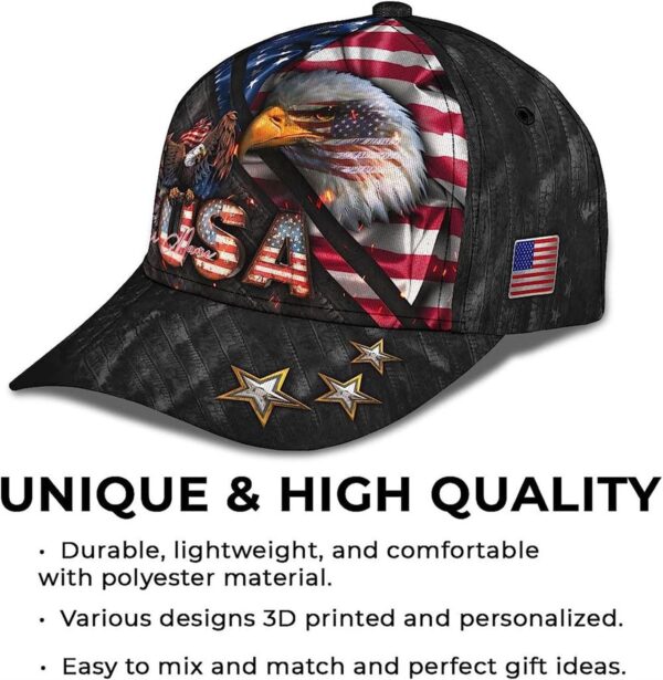 Bald Eagle And Us Flag For Veteran Military Custom Name Baseball Cap, Christian, Jesus Hat Trucker Classic Hats Gift