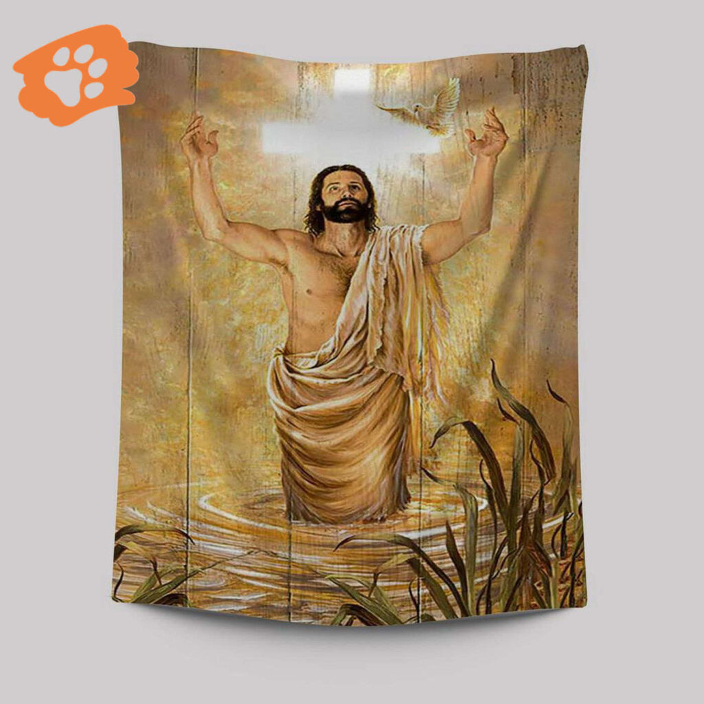 Baptism Of Jesus Dove Tapestry Art – Christian Bible Verse Wall Decor Baptism Of Jesus Dove Tapestry Art – Christian Bible Verse Wall Decor