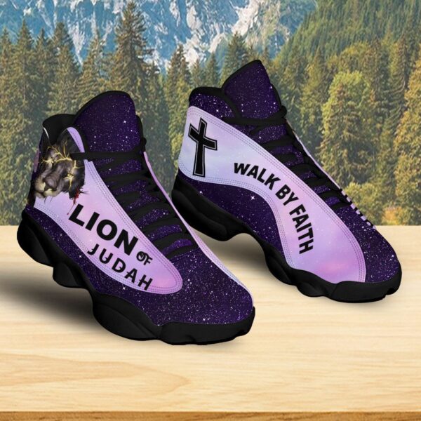 Basketball Shoes Jesus Christ Men, Walk By Faith Running Shoes, Jesus Lion Sneaker Footwear, Religious Gift