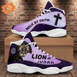 Basketball Shoes Jesus Christ Men, Walk By Faith Running Shoes, Jesus Lion Sneaker Footwear, Religious Gift
