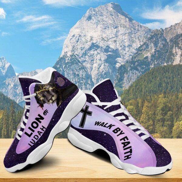 Basketball Shoes Jesus Christ Men, Walk By Faith Running Shoes, Jesus Lion Sneaker Footwear, Religious Gift