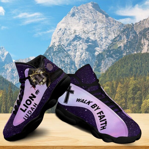 Basketball Shoes Jesus Christ Men, Walk By Faith Running Shoes, Jesus Lion Sneaker Footwear, Religious Gift