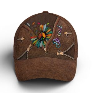 Be Kind Hippie Sunflower Leather Style Baseball Cap, Christian, Jesus Hat Trucker Classic Hats Gift 1