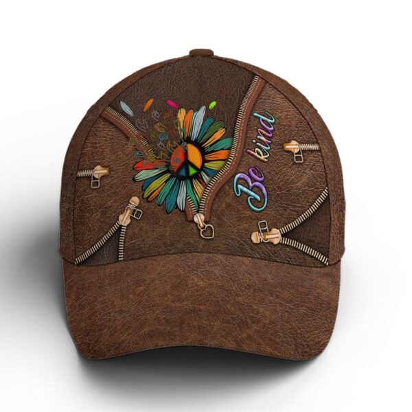 Be Kind Hippie Sunflower Leather Style Baseball Cap, Christian, Jesus Hat Trucker Classic Hats Gift