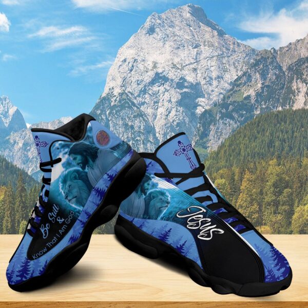 Be Still And Know That I Am God Basketball Shoes, Jesus And Lion Running Shoes, Christian Footwear Gift