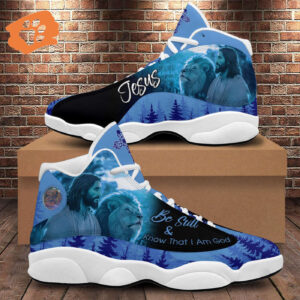 Be Still And Know That I Am God Basketball Shoes, Jesus And Lion Running Shoes, Christian Footwear Gift