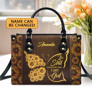 Personalized Leather Handbag with Psalm 46:10 - Christ Gifts for Religious Women