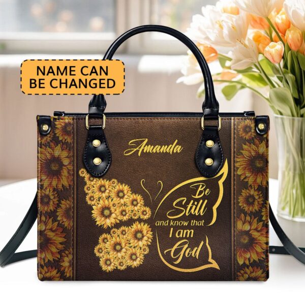 Personalized Leather Handbag with Psalm 46:10 – Christ Gifts for Religious Women