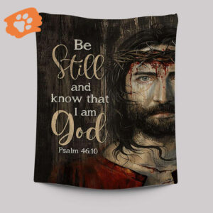 Jesus Crown of Thorns Tapestry: Be Still & Know Bible Verse Wall Art - Christian Inspirational Decor