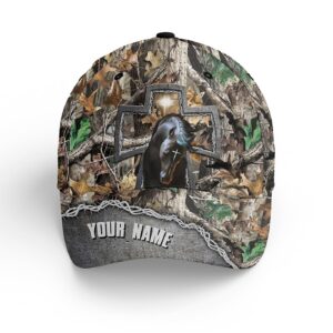 Beautiful Horse Jesus Cross Camo Custom Hat Adjustable Mesh Unisex Baseball Hat, Horse Gifts For Girls Horse Hats, Fishing Classic Cap Trucker Classic Hats Gift 1
