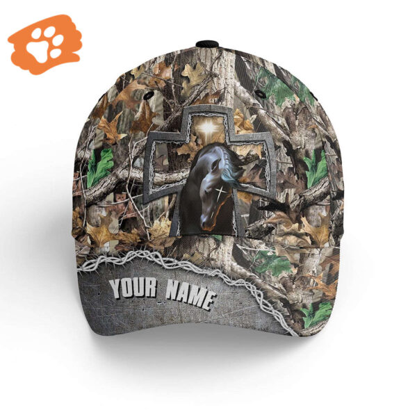 Beautiful Horse Jesus Cross Camo Custom Hat Adjustable Mesh Unisex Baseball Hat, Horse Gifts For Girls Horse Hats, Fishing Classic Cap Trucker Classic Hats Gift