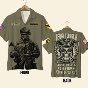 Personalized Hawaiian Shirt for Men & Women - Get Right with Jesus & Custom Military Unit Design - Litzzy Aloha Shirt