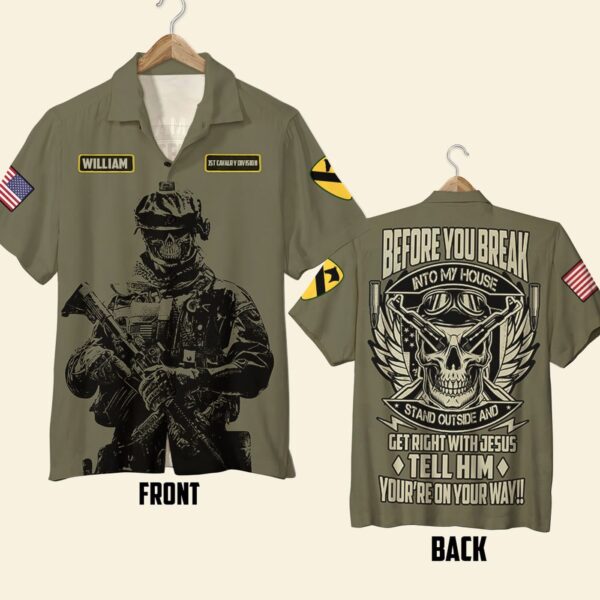Personalized Hawaiian Shirt for Men & Women – Get Right with Jesus & Custom Military Unit Design – Litzzy Aloha Shirt