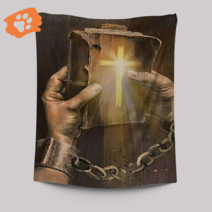 Jesus Hands Light Cross Tapestry: Bible Verse & Inspirational Christian Wall Art