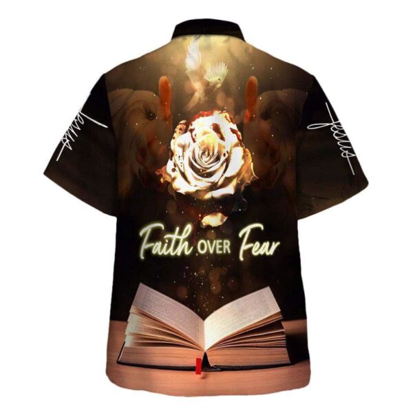 Men s Christian Hawaiian Shirt: Bible Verse Jesus Faith Over Fear Gift for Christian