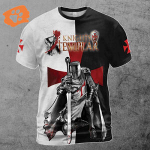 Black And White Jesus Protection Knight Templar Men's T-shirt S-5XL