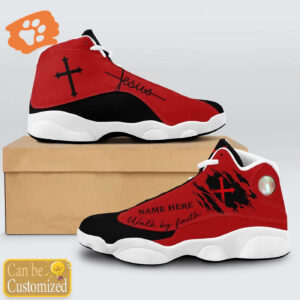 Black Red Walk By Faith Jesus custom name Air Jordan 13 Shoes Gift for Men Women