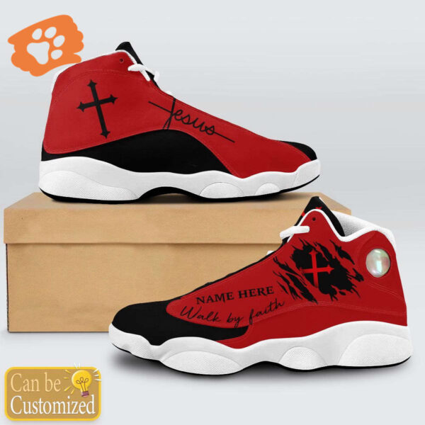 Black Red Walk By Faith Jesus custom name Air Jordan 13 Shoes Gift for Men Women