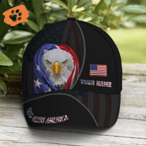 Bless America Eagle With Flag Baseball Cap, Christian, Jesus Hat Trucker Classic Hats Gift