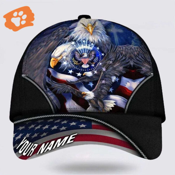 Bless America Eagle With Flag Baseball Caps, Christian Baseball Cap, Jesus Hat Trucker Classic Hats Gift