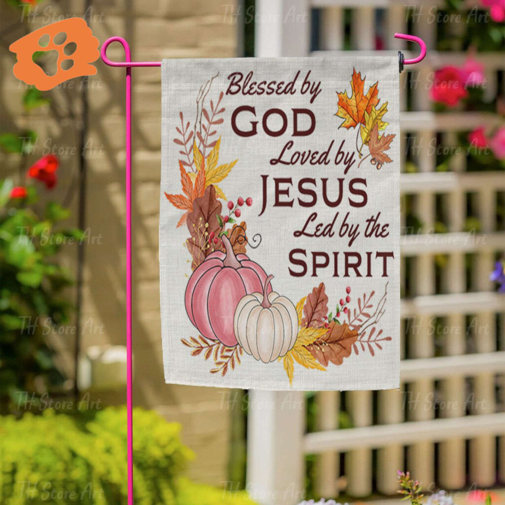 Blessed By God & Loved By Jesus Fall Harvest Garden Flag – Christian Autumn Decor Blessed By God & Loved By Jesus Fall Harvest Garden Flag – Christian Autumn Decor
