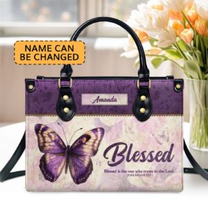 Blessed Trusts Lord Jeremiah 17:7 Personalized Leather Handbag Christian Ladies Gift