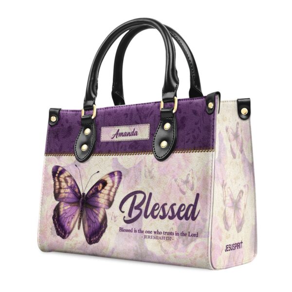 Blessed Trusts Lord Jeremiah 17:7 Personalized Leather Handbag Christian Ladies Gift
