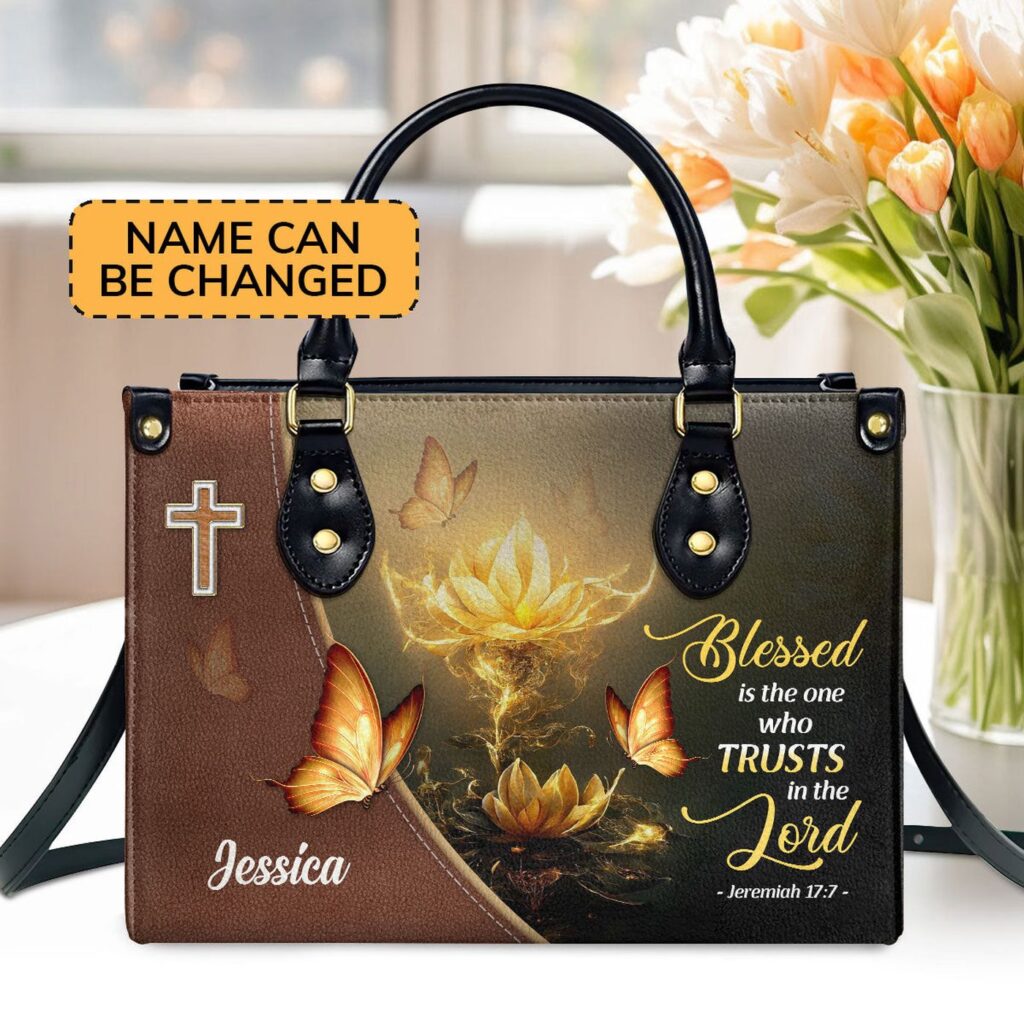 Jeremiah 17:7 Blessed Trust in the Lord Leather Handbag for Christian Women Jeremiah 17:7 Blessed Trust in the Lord Leather Handbag for Christian Women