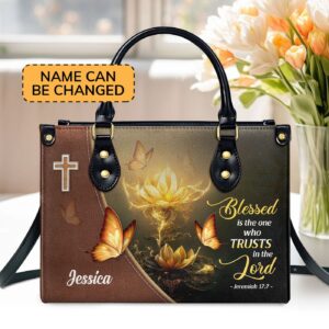 Jeremiah 17:7 Blessed Trust in the Lord Leather Handbag for Christian Women