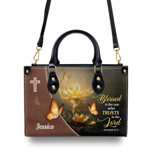 Jeremiah 17:7 Blessed Trust in the Lord Leather Handbag for Christian Women