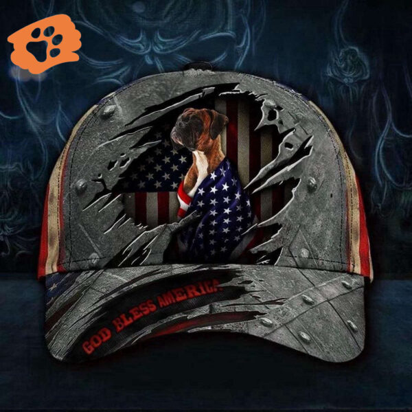 Boxer Dog God Bless America Flag Patriot Baseball Cap, Christian, Jesus Hat Trucker Classic Hats Gift