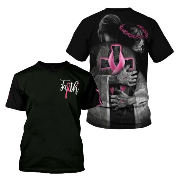 Breast Cancer T-shirt Breast Cancer Awareness Faith Jesus Hugging In His Arms Black Hoodie Adult 2025
