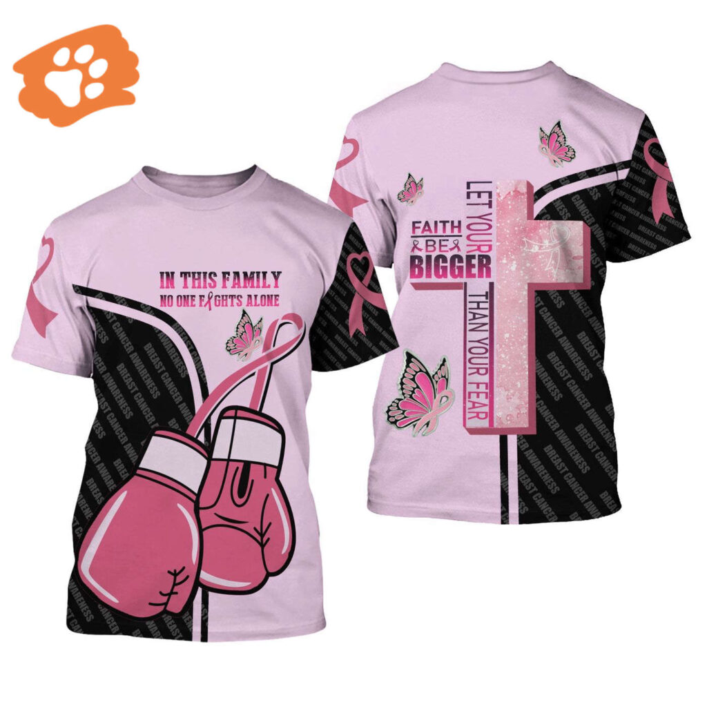 Breast Cancer T-shirt Let Your Faith Be Bigger Than Your Fear Jesus Cross Black Pink Shirt Apparel For Women 2025 Breast Cancer T-shirt Let Your Faith Be Bigger Than Your Fear Jesus Cross Black Pink Shirt Apparel For Women 2025