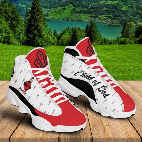 Child Of God Basketball Shoes, Jesus Scared Heart Pattern Basketball Shoes, Running Shoes Women, Unisex Basketball Shoes With Thick Soles