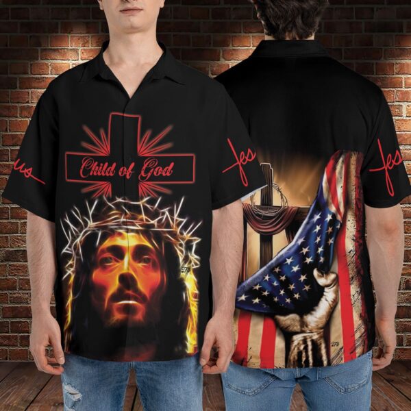 Child Of God Jesus Gift Hawaiian Set Jesus Cross Hawaii Shirt & Warrior Men Shirts