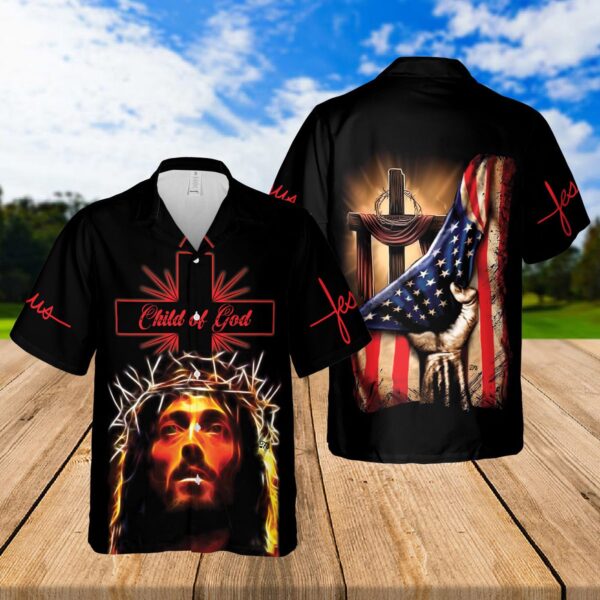 Child Of God Jesus Gift Hawaiian Set Jesus Cross Hawaii Shirt & Warrior Men Shirts