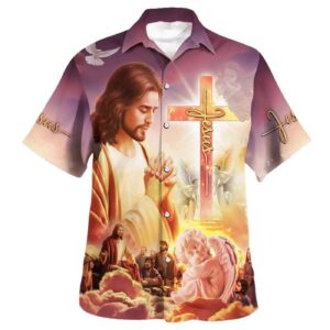 Christian Hawaiian Shirt: Christ Praying With Disciples - Gift for Men