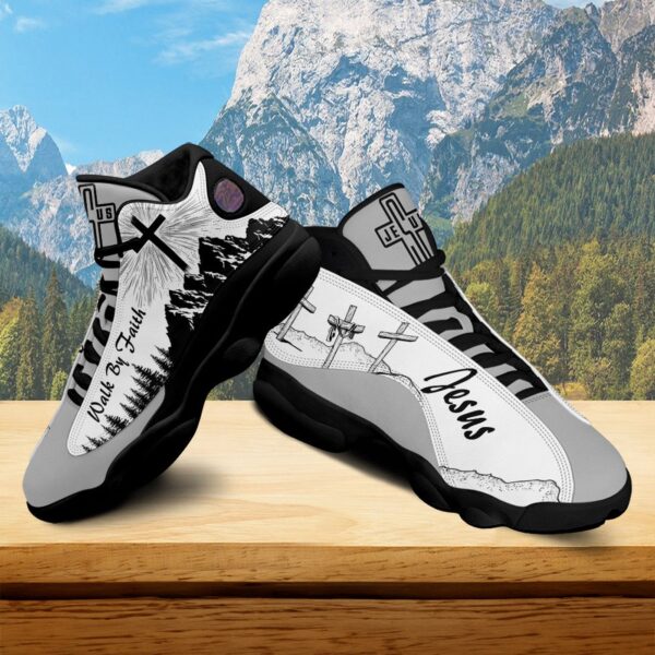 Christian Basketball Shoes Walk By Faith, Jesus Christ Cross Running Shoes For Prayer
