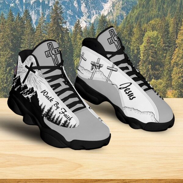 Christian Basketball Shoes Walk By Faith, Jesus Christ Cross Running Shoes For Prayer