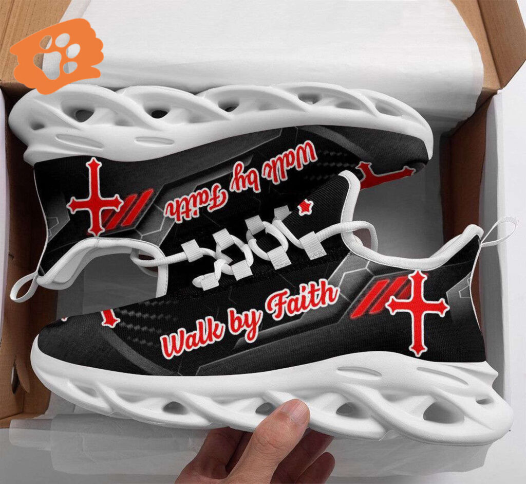 Black Jesus Walk By Faith Running Shoes: Max Soul Sneakers for Men and Women Black Jesus Walk By Faith Running Shoes: Max Soul Sneakers for Men and Women