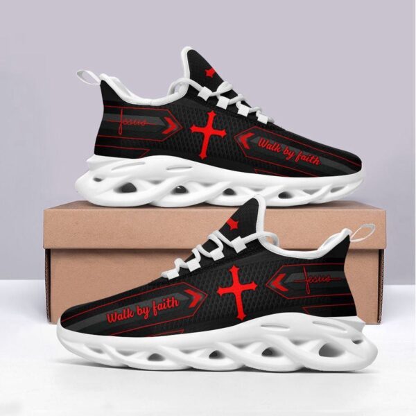 Black Jesus Walk By Faith Running Sneakers – Best Christian Shoes for Men and Women