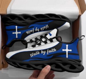 Blue Jesus Walk By Faith Running Shoes for Men and Women - Christian Fashion Sneakers 1