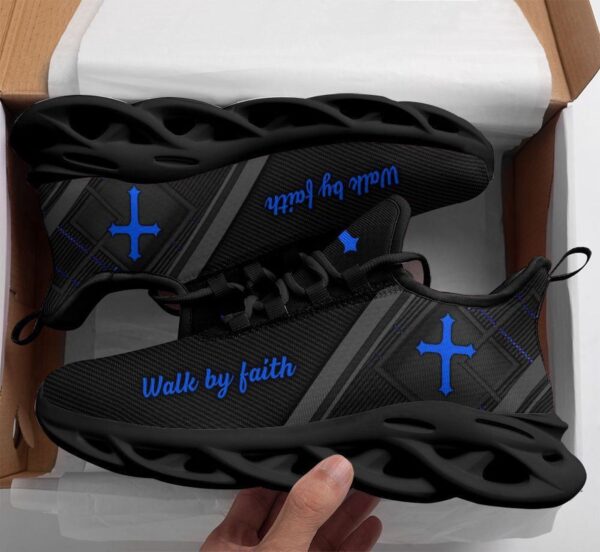 Jesus Black Blue Christian Running Shoes Walk By Faith Christ Sneakers for Men and Women Max Soul Shoes Jesus Fashion