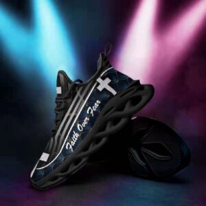 Faith Over Fear: Jesus Black Running Shoes for Men and Women - Christian Max Soul Sneakers 3