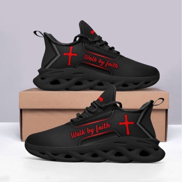 Jesus Black Walk By Faith Running Shoes – Best Christian Fashion Shoes for Men and Women