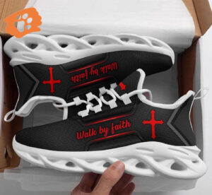 Jesus Black Walk By Faith Running Shoes - Best Christian Fashion Shoes for Men and Women