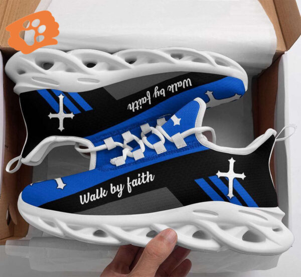 Walk By Faith with Jesus: Best Running Shoes for Men and Women – Blue Christ Sneakers