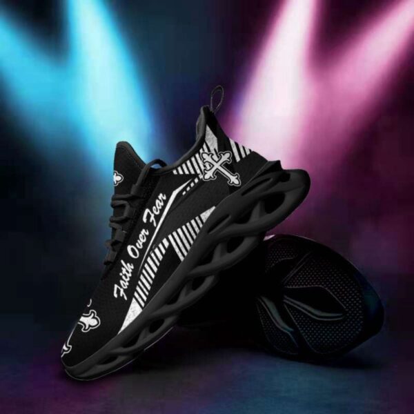 Faith Over Fear Black Running Sneakers – Christian Best Shoes for Men and Women